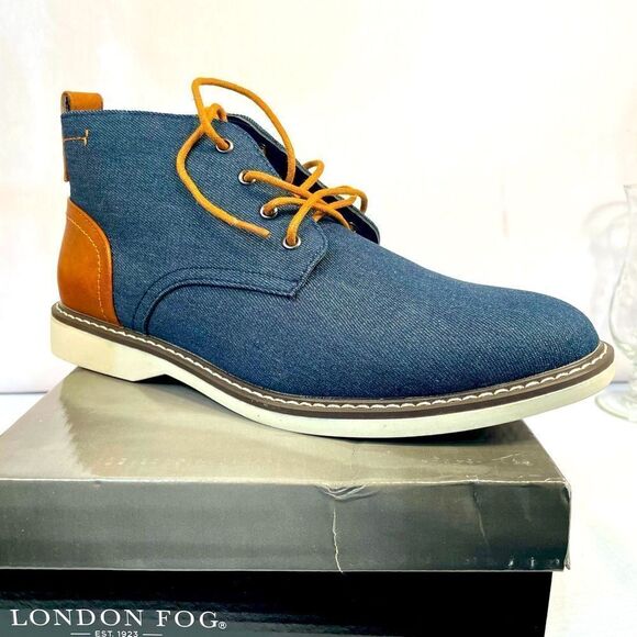 LONDON FOG BELMONT HOOT IN NAVY/COGNAC SIZE 9M NWT - Picture 1 of 7
